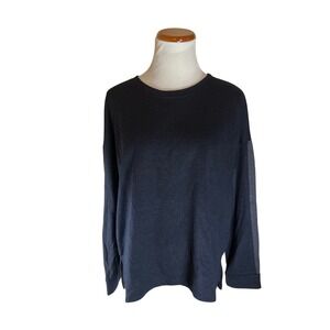 NWT Refinery29 Black Long Sleeve Crew Neck Top Athleisure Gray Sleeve‎ Detail M